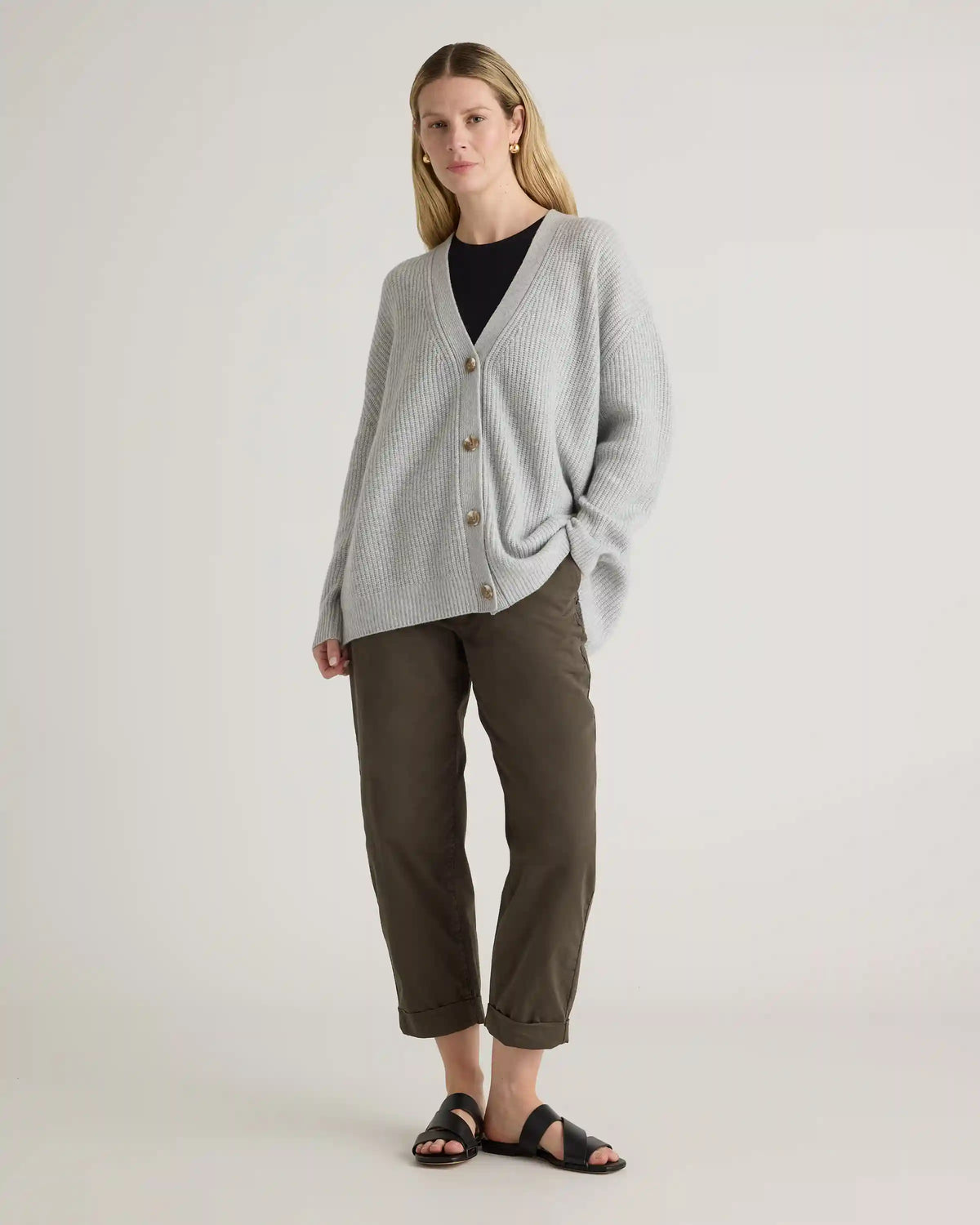 Mongolian Cashmere Oversized Boyfriend Cardigan Sweater