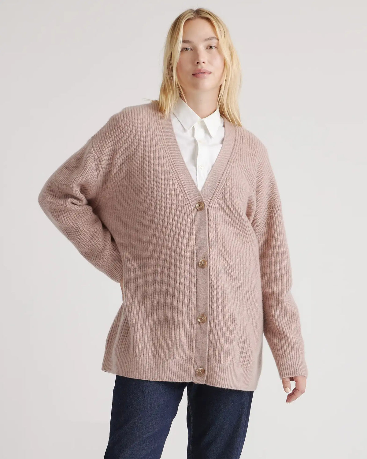 Mongolian Cashmere Oversized Boyfriend Cardigan Sweater