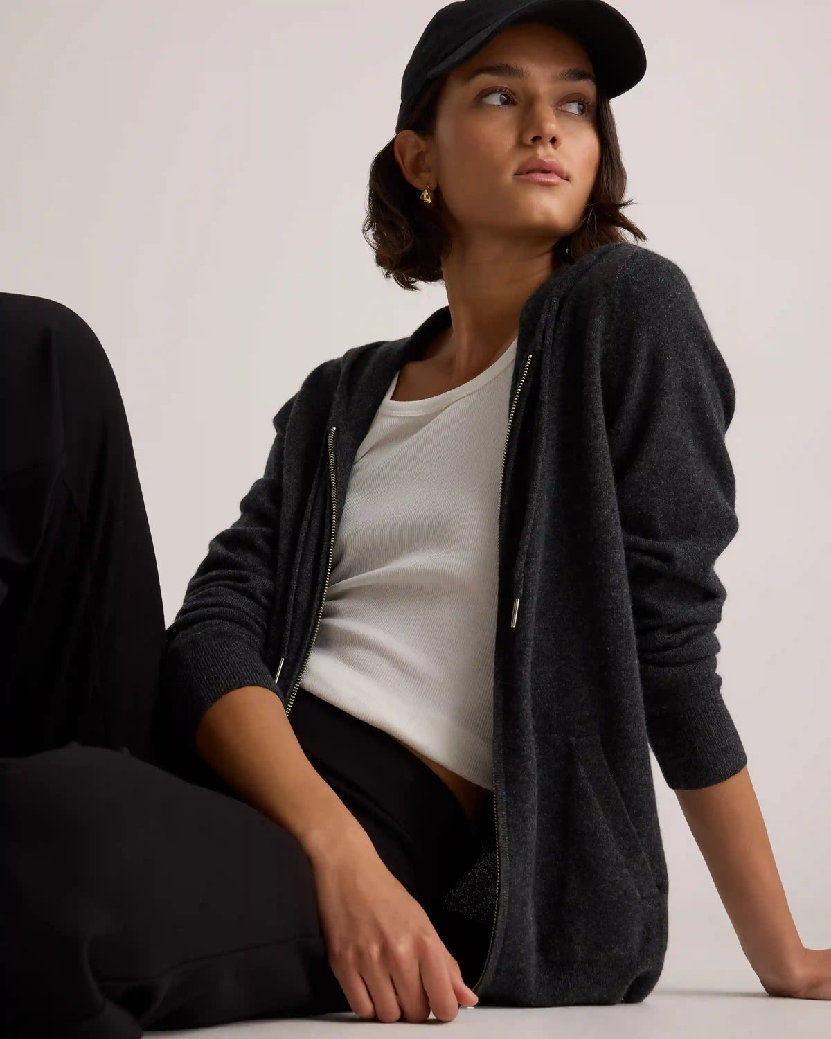 Mongolian Cashmere Full-Zip Hoodie