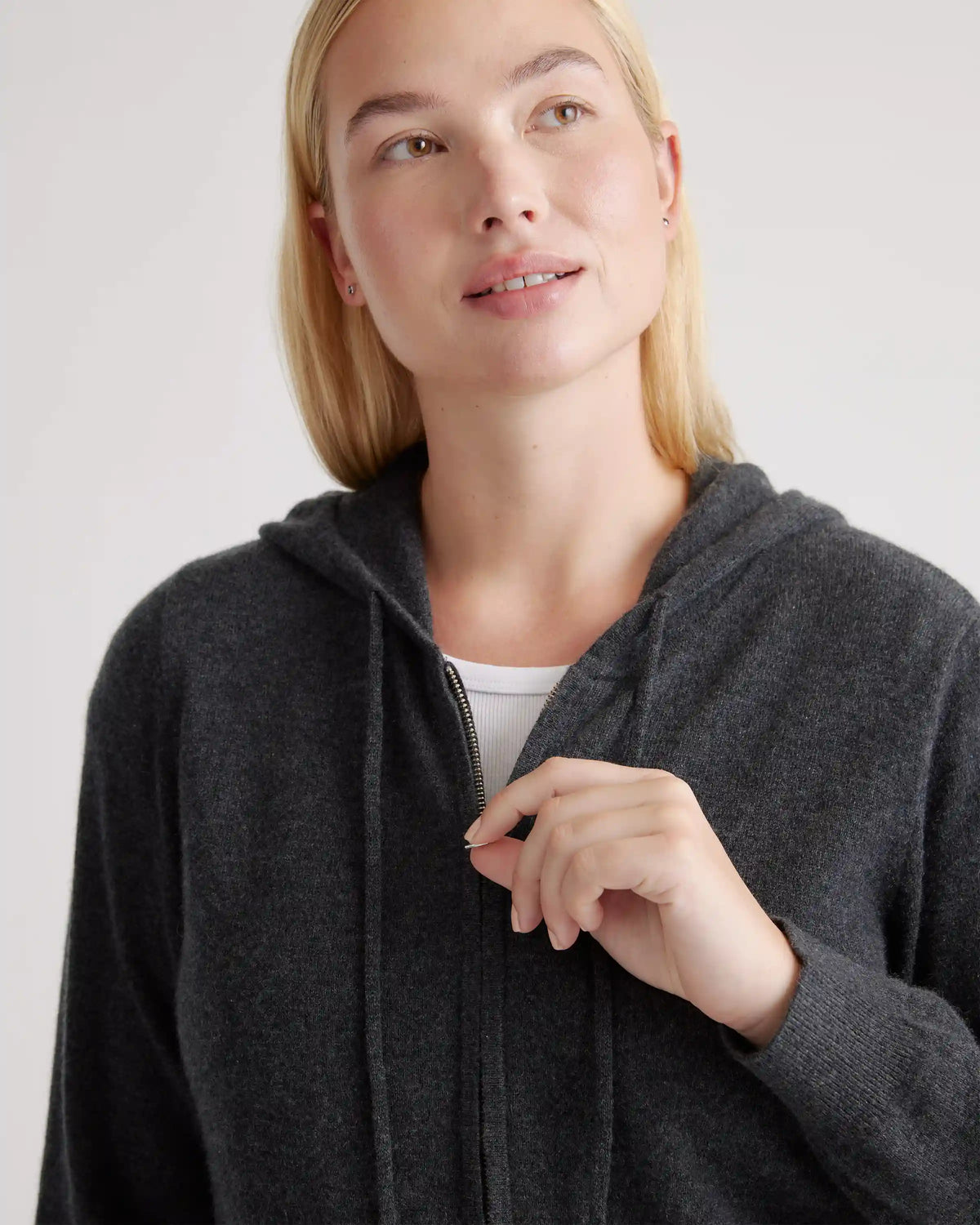 Mongolian Spring Cashmere Full-Zip Hoodie