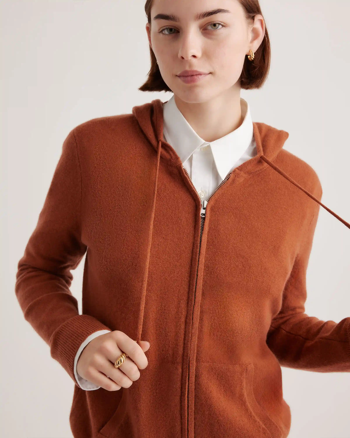 Mongolian Spring Cashmere Full-Zip Hoodie