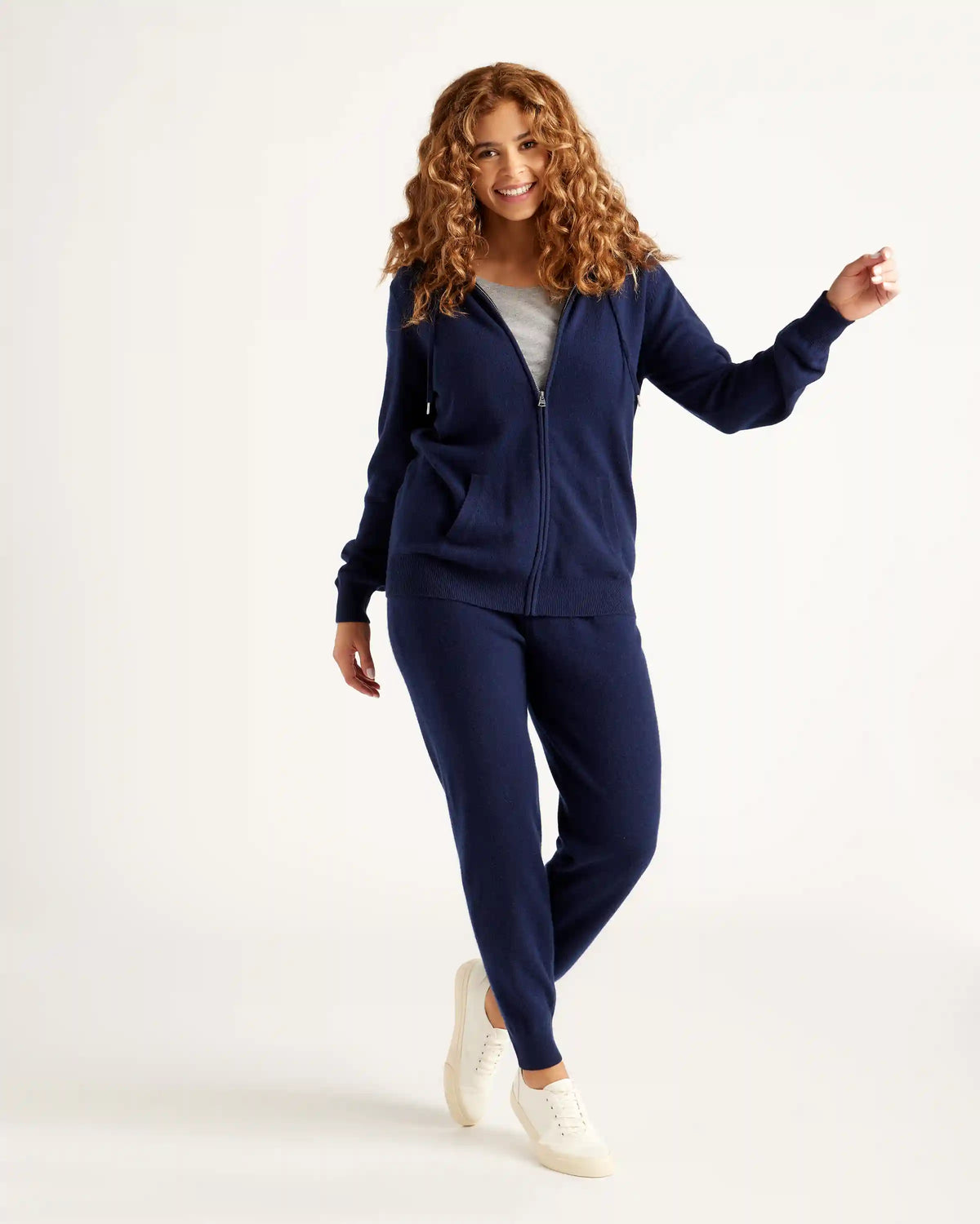 Mongolian Spring Cashmere Full-Zip Hoodie