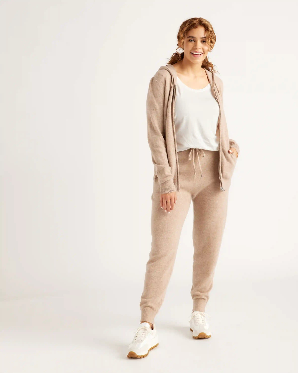 Mongolian Spring Cashmere Full-Zip Hoodie