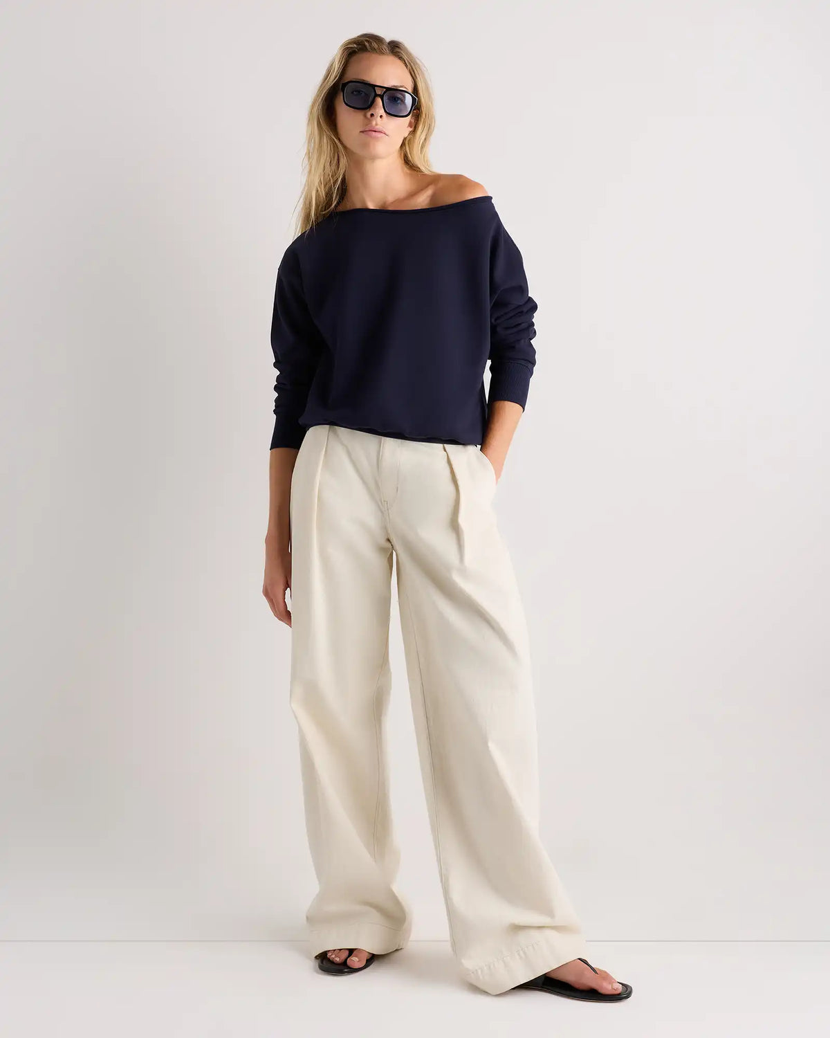 Organic French Terry Off-Shoulder Sweatshirt