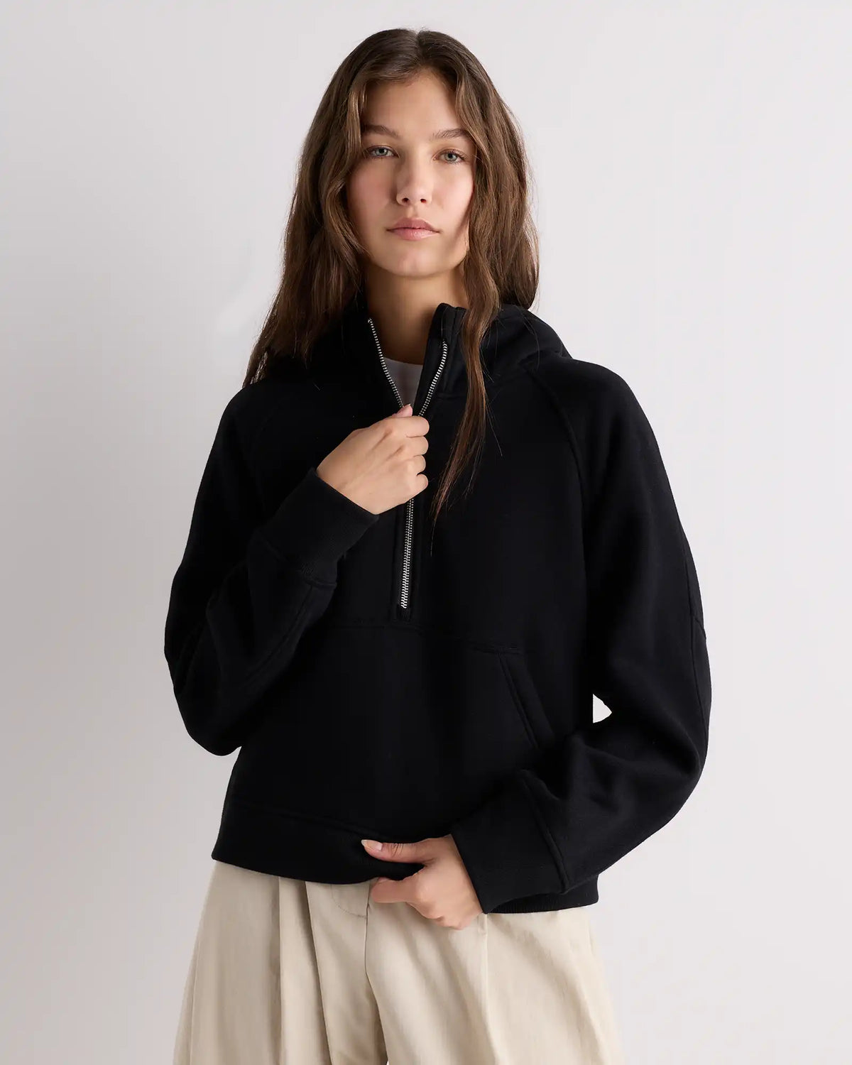 Everyday Fleece Cropped Half Zip Hoodie