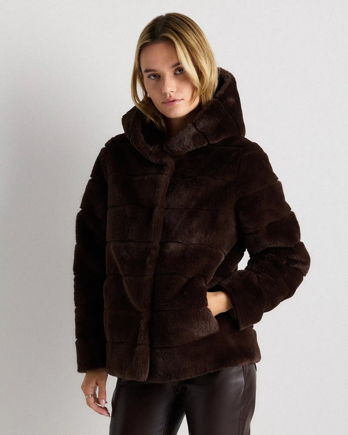 Hooded Faux Fur Jacket