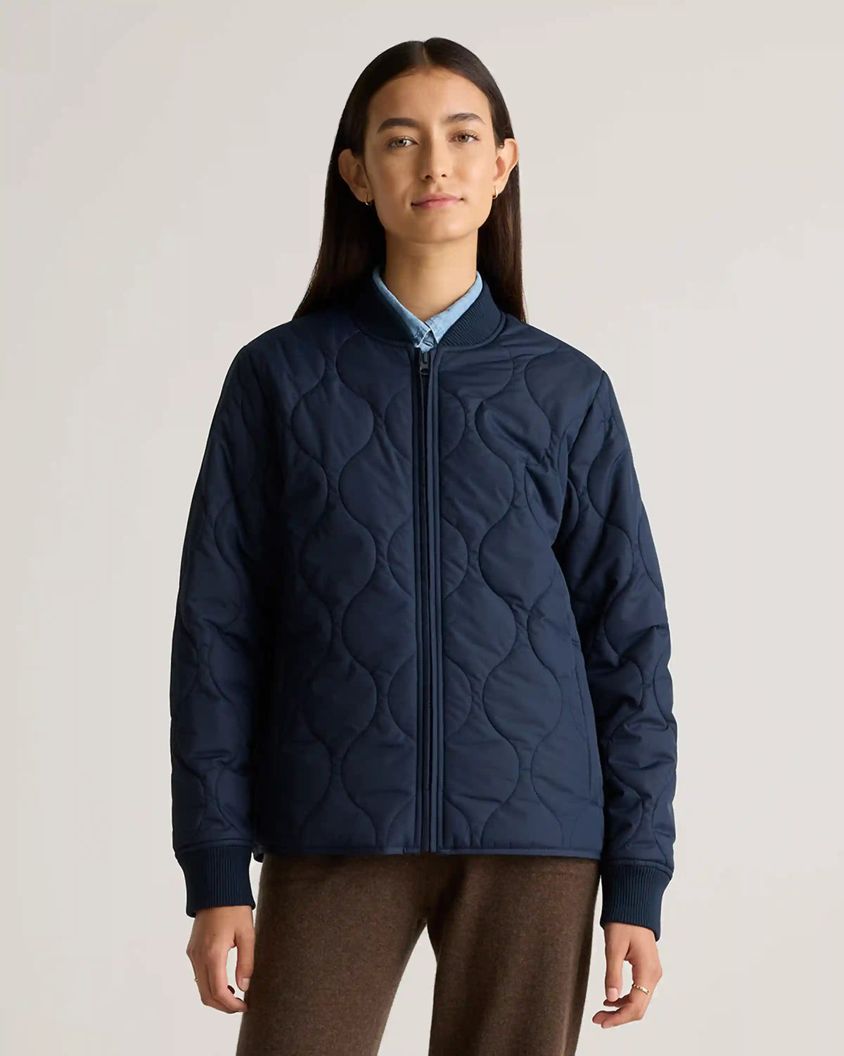 Featherless Quilted Puffer Bomber Jacket