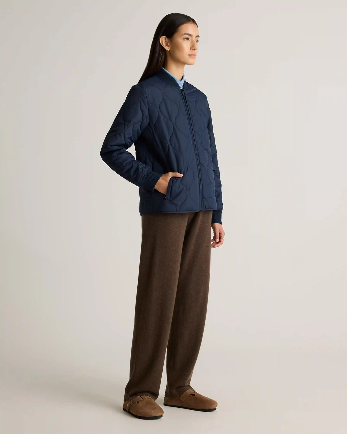 Featherless Quilted Puffer Bomber Jacket