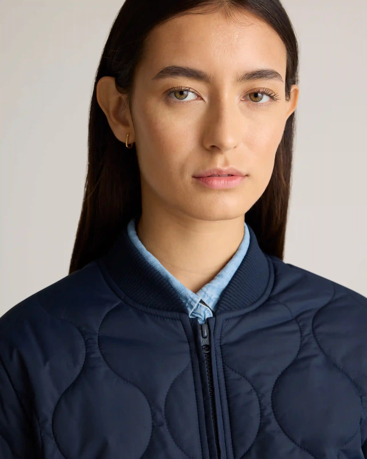 Featherless Quilted Puffer Bomber Jacket