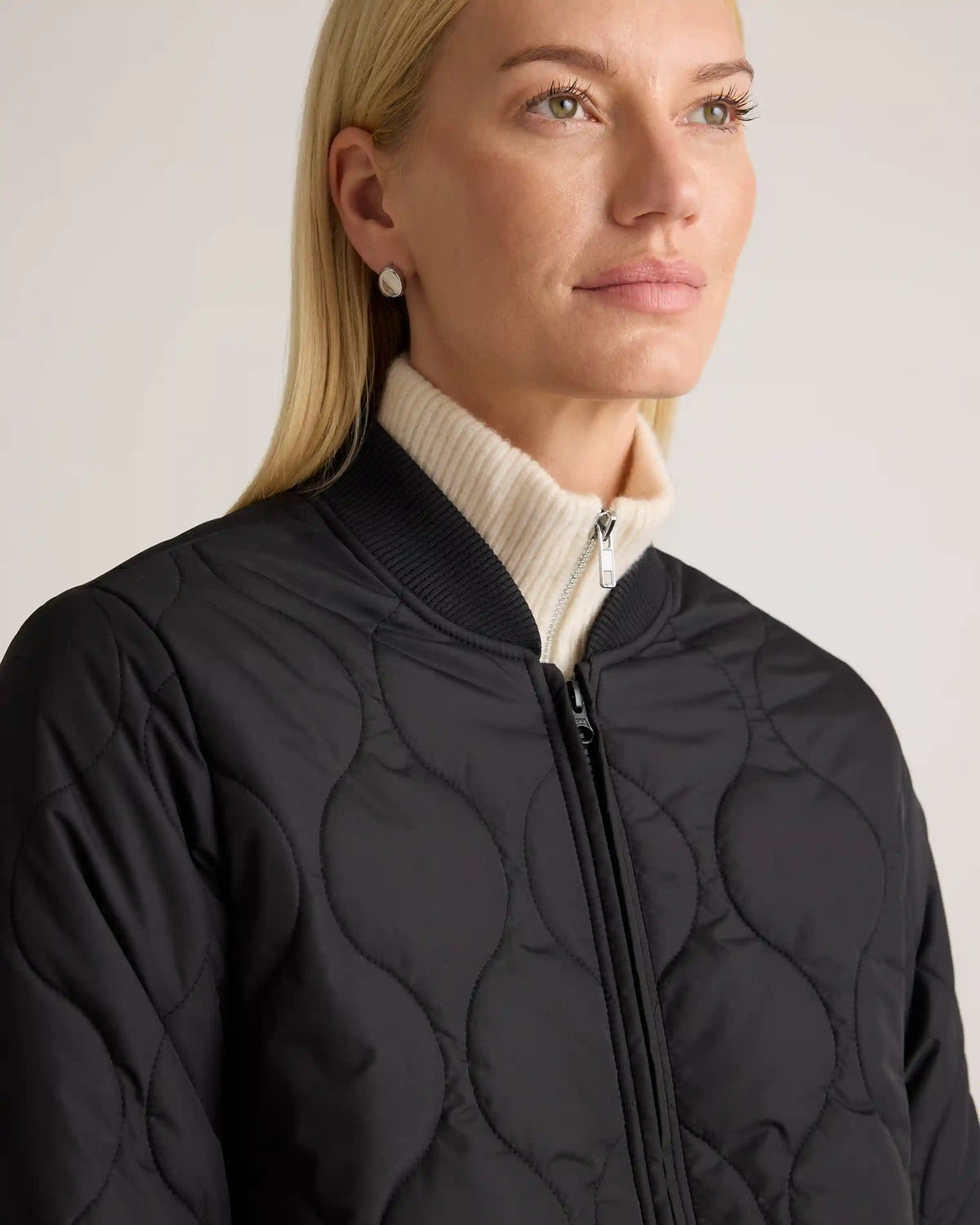 Featherless Quilted Puffer Bomber Jacket