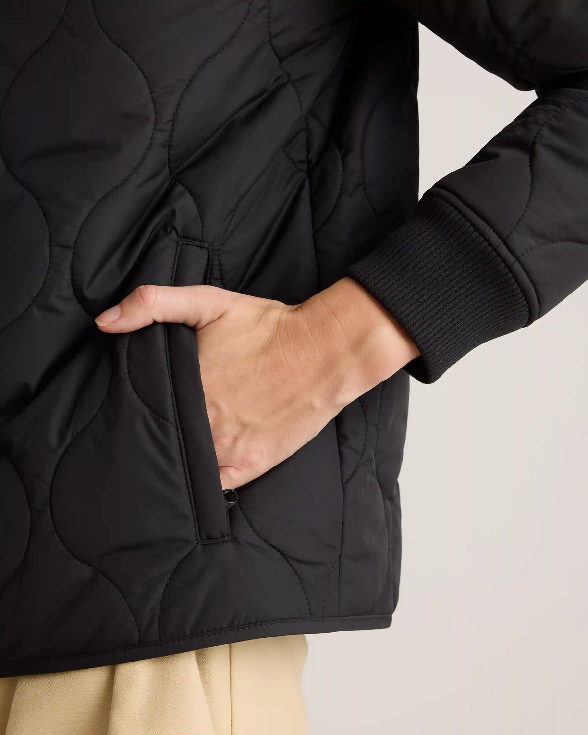 Featherless Quilted Puffer Bomber Jacket