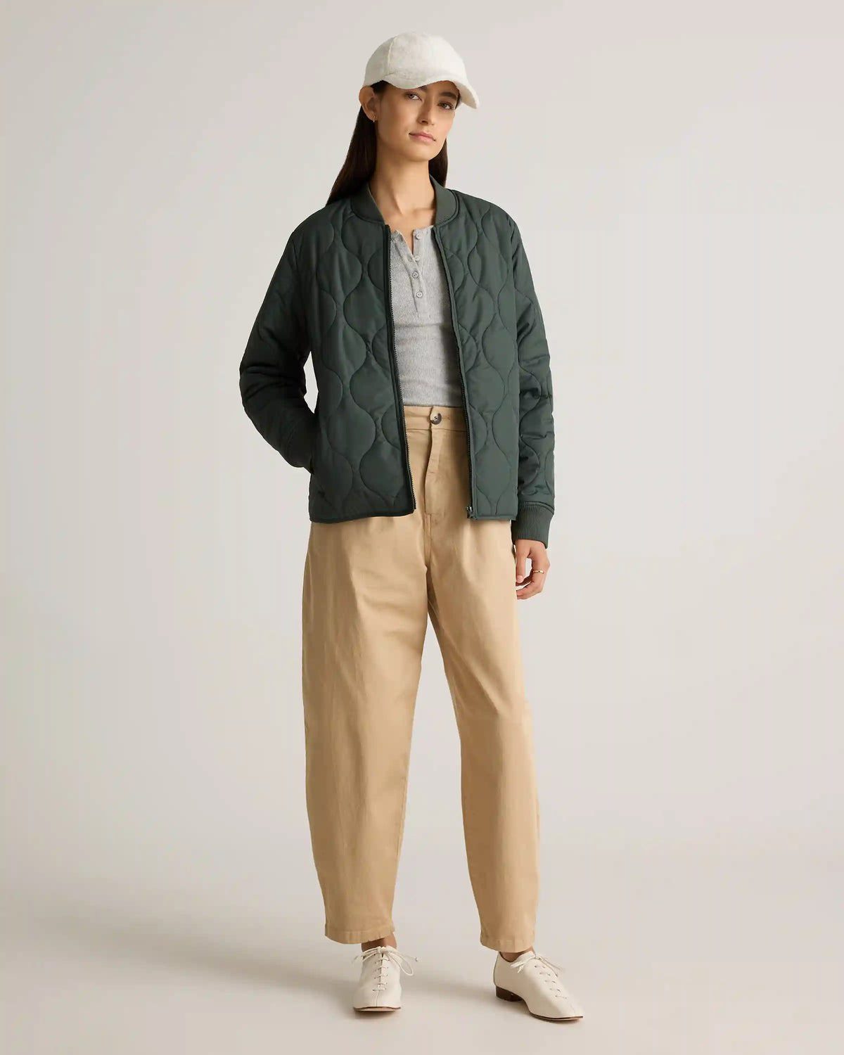 Featherless Quilted Puffer Bomber Jacket