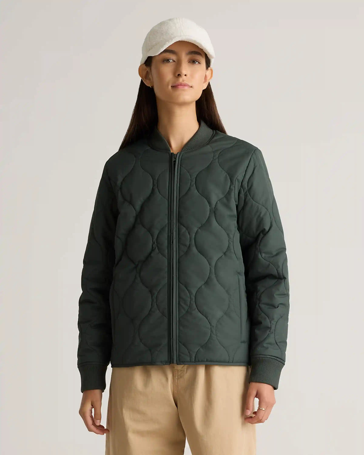 Featherless Quilted Puffer Bomber Jacket