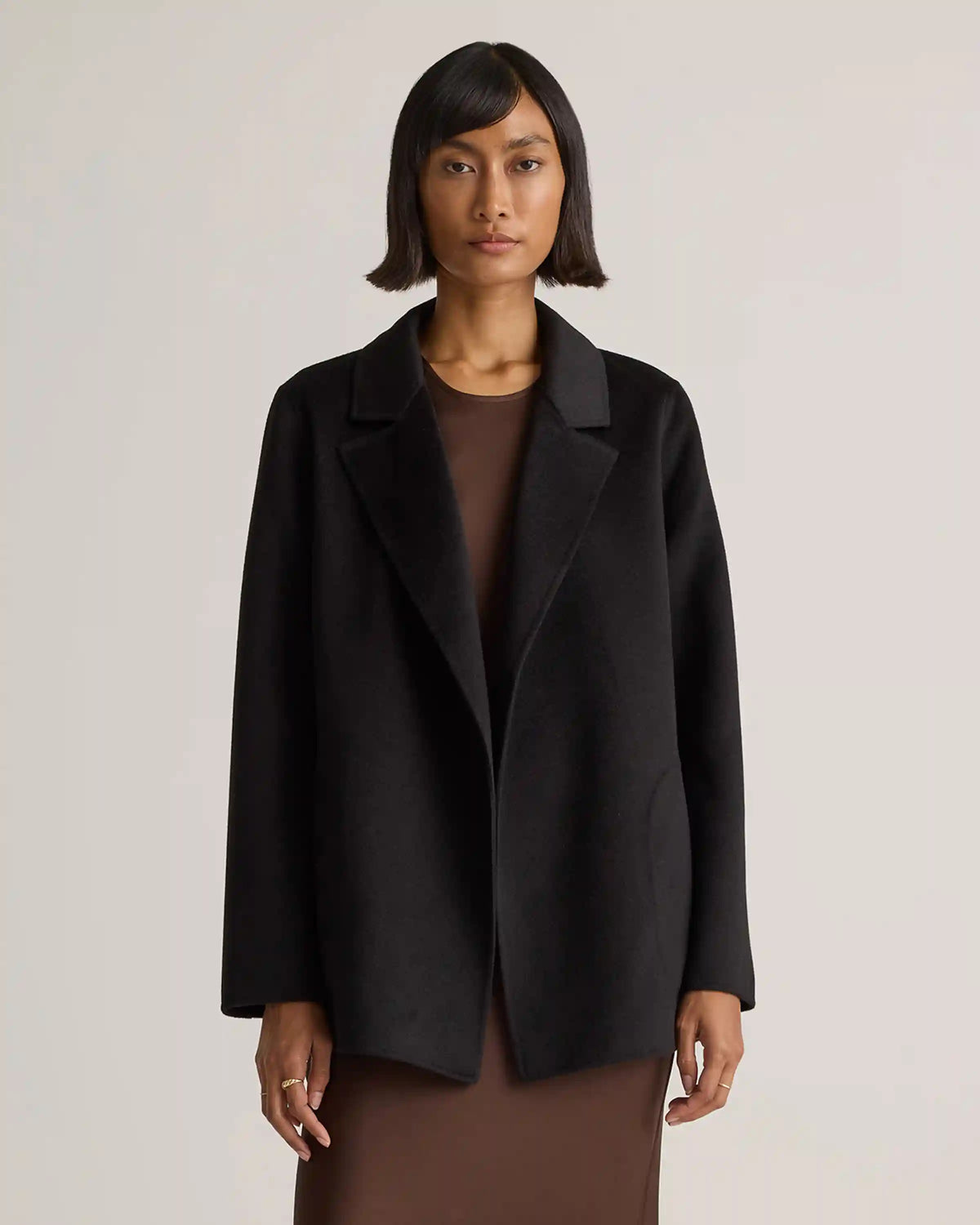 100% Mongolian Cashmere Double-Faced Open Blazer