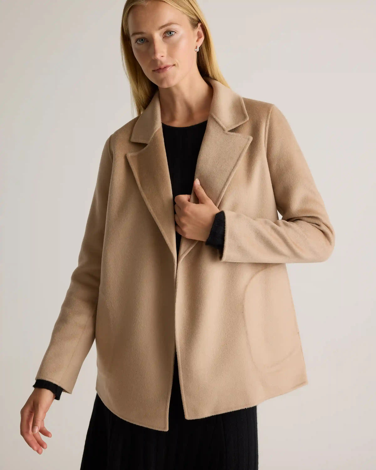 100% Mongolian Cashmere Double-Faced Open Blazer