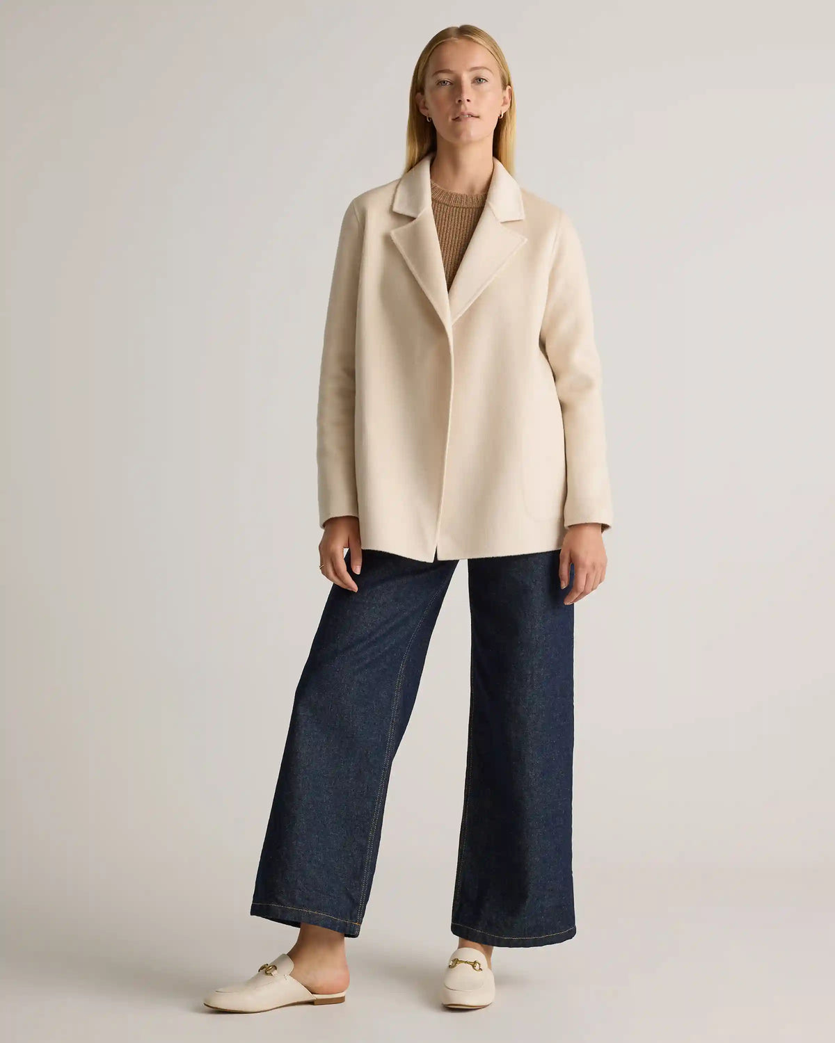 100% Mongolian Cashmere Double-Faced Open Blazer