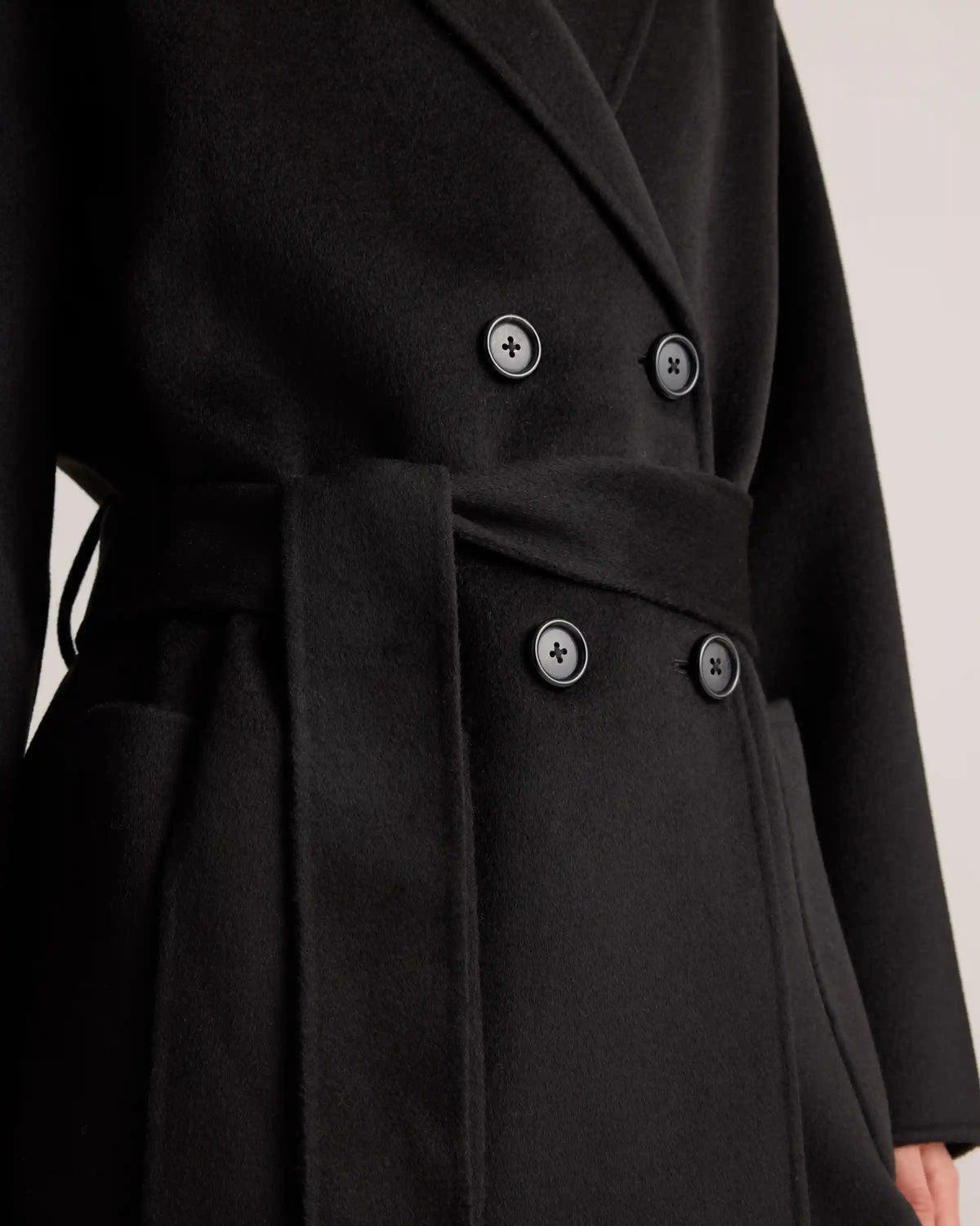 100% Mongolian Cashmere Double-Faced Double-Breasted Wrap Coat