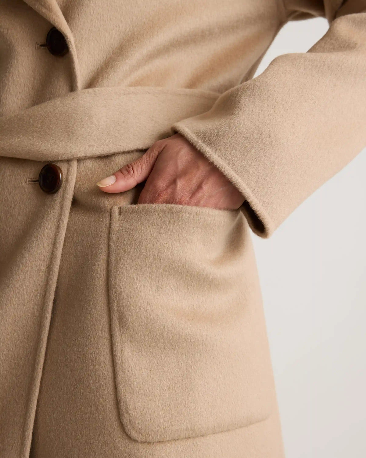 100% Mongolian Cashmere Double-Faced Double-Breasted Wrap Coat