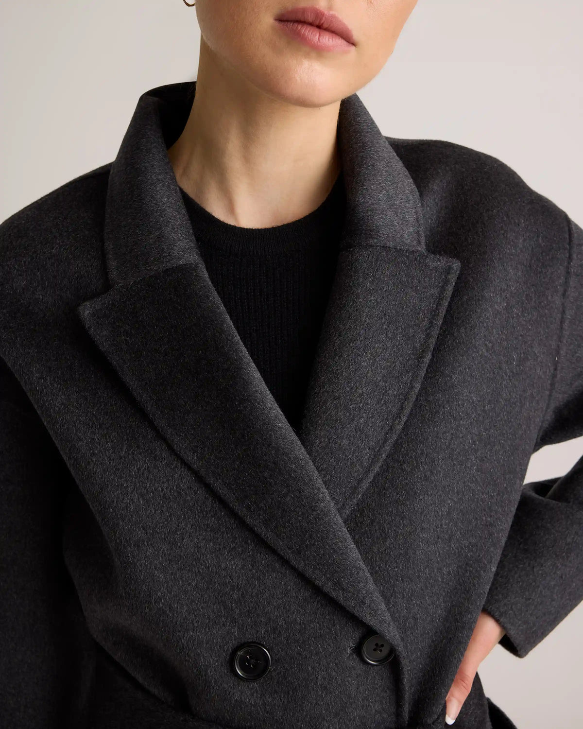 100% Mongolian Cashmere Double-Faced Double-Breasted Wrap Coat