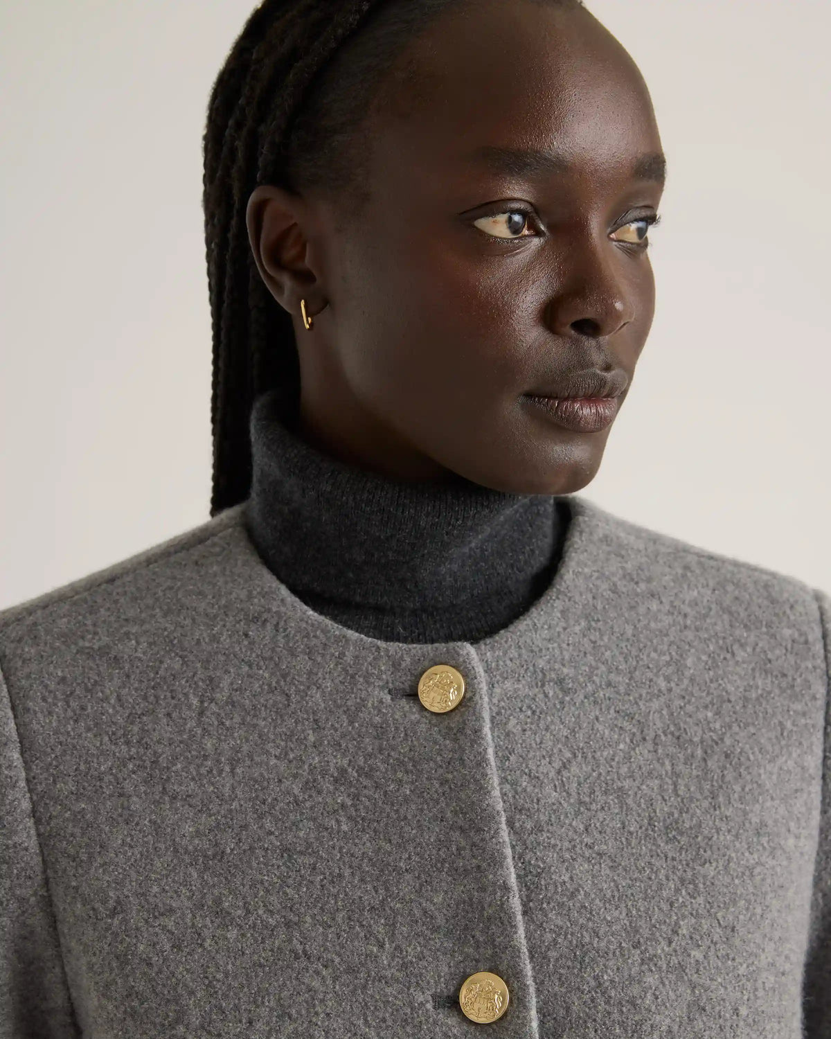 100% Merino Wool Collarless Cropped Jacket