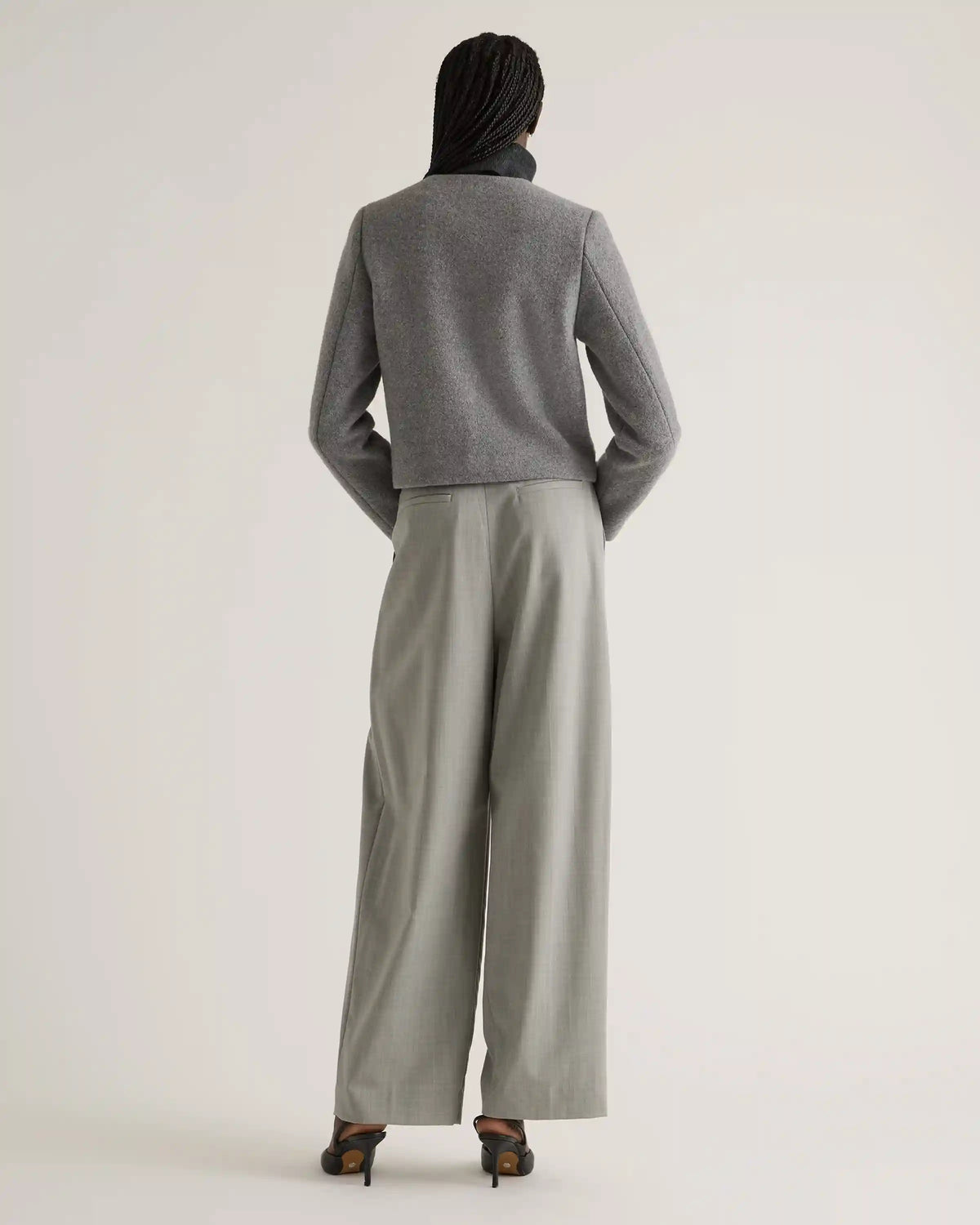 100% Merino Wool Collarless Cropped Jacket
