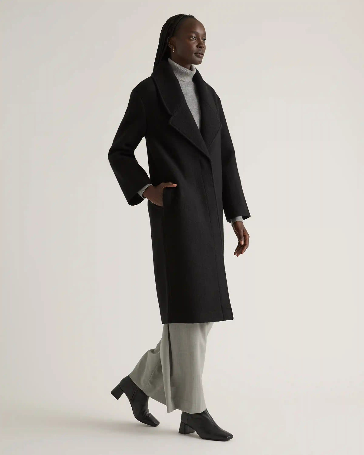 100% Merino Wool Shawl Collar Long Coat