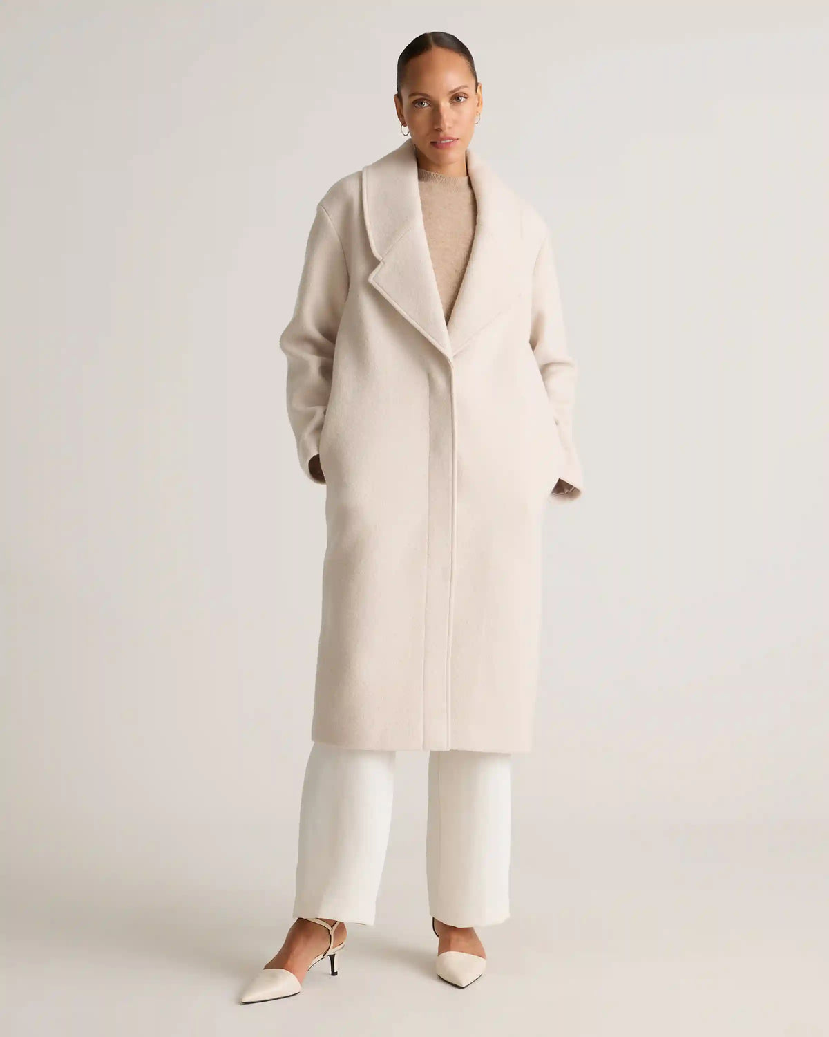 100% Merino Wool Shawl Collar Long Coat