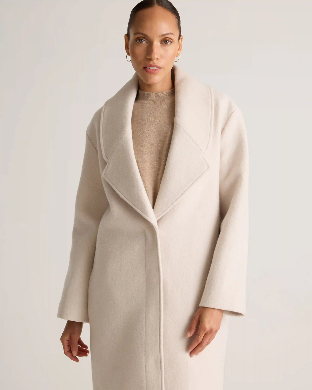 100% Merino Wool Shawl Collar Long Coat