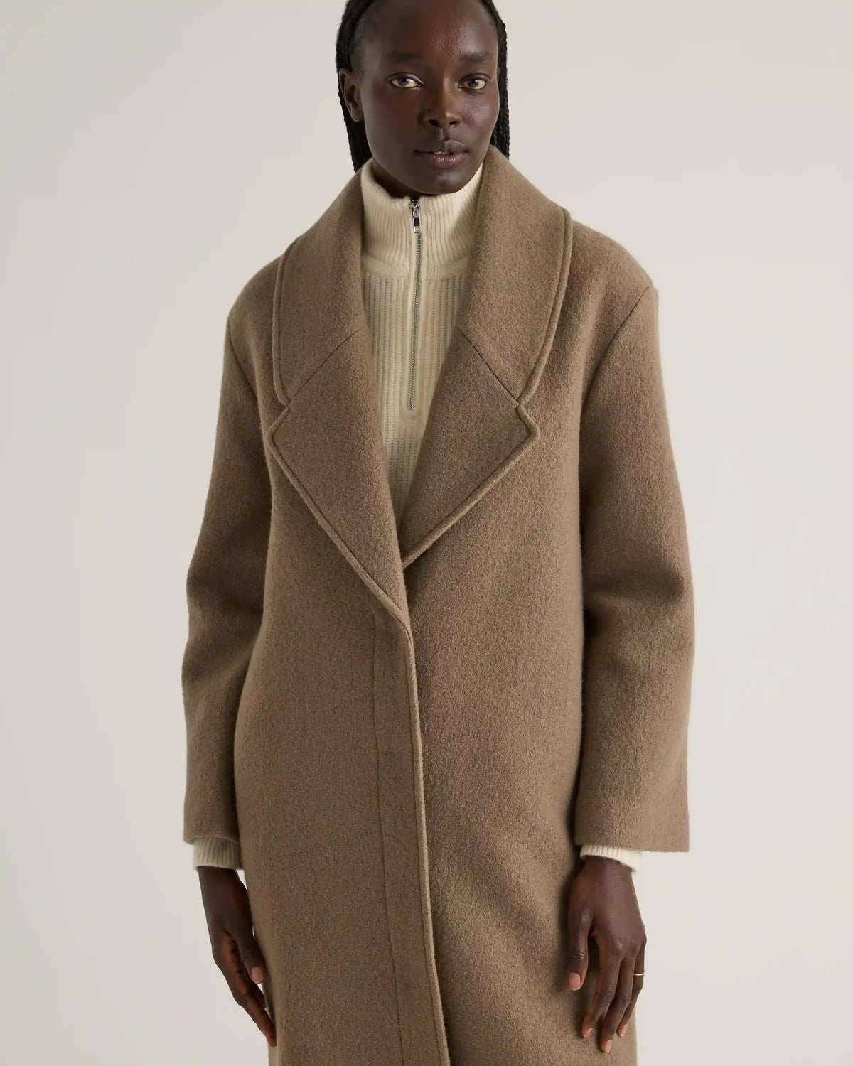100% Merino Wool Shawl Collar Long Coat