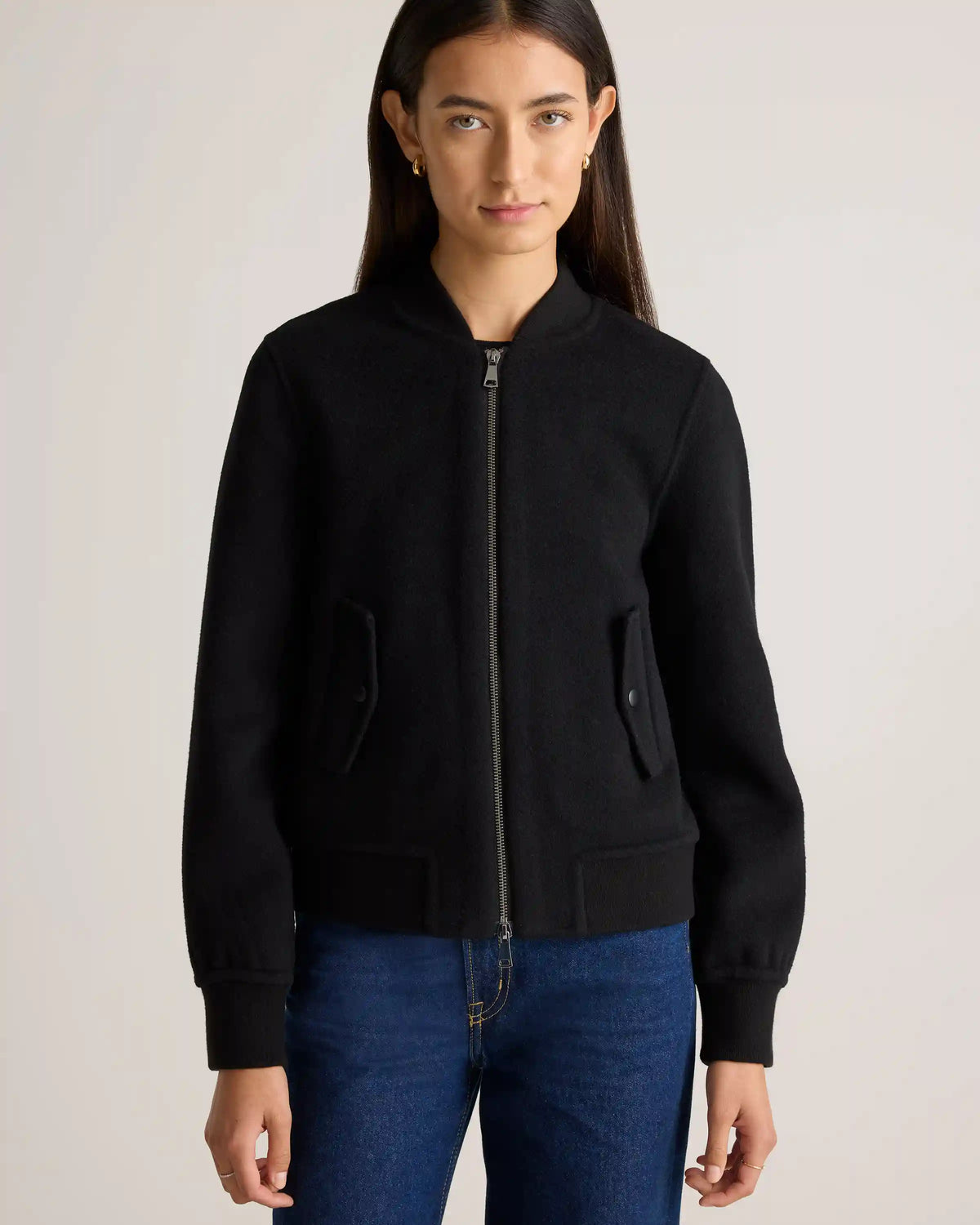 Double-Faced Merino Wool Bomber Jacket