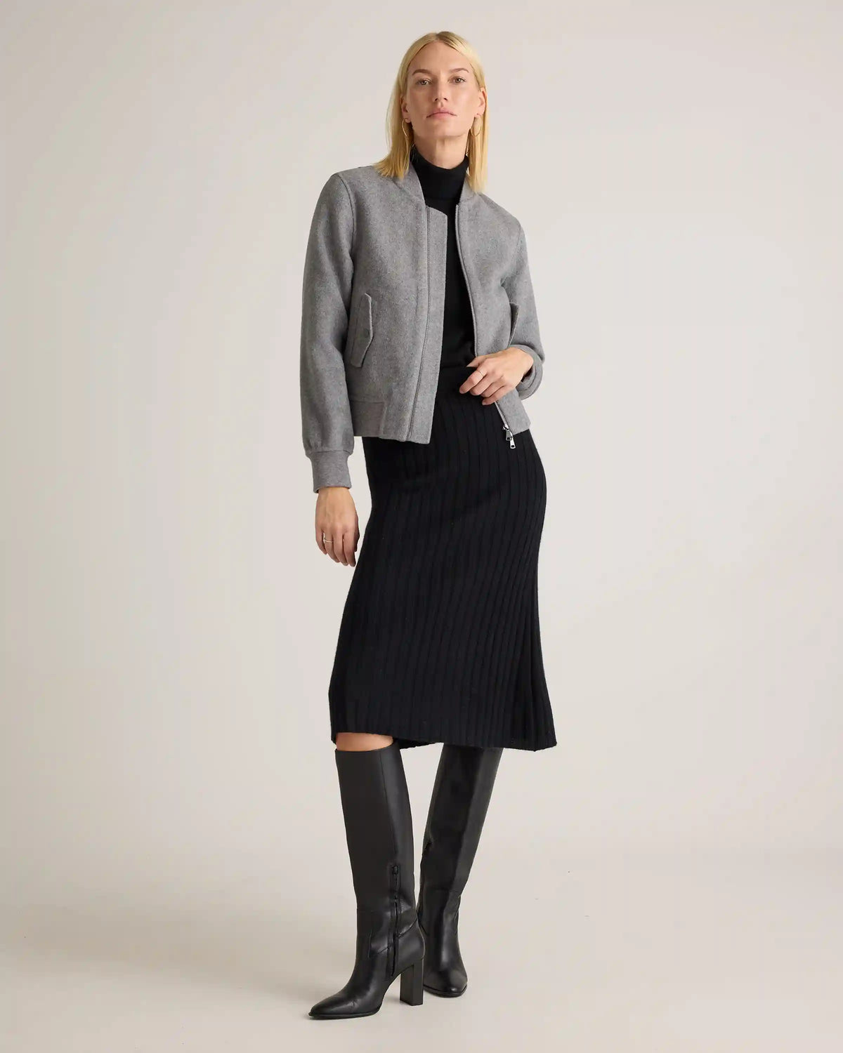 Double-Faced Merino Wool Bomber Jacket