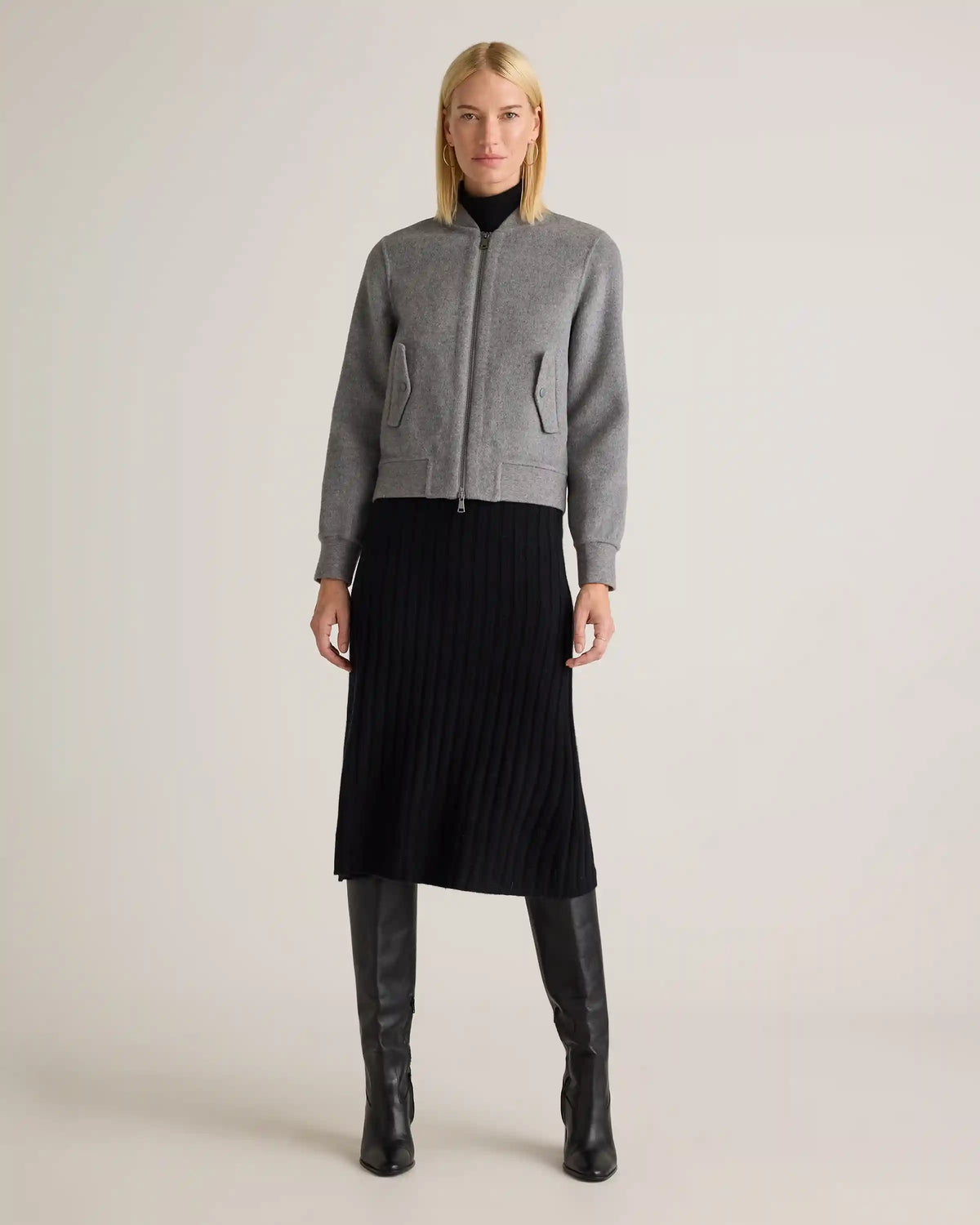 Double-Faced Merino Wool Bomber Jacket