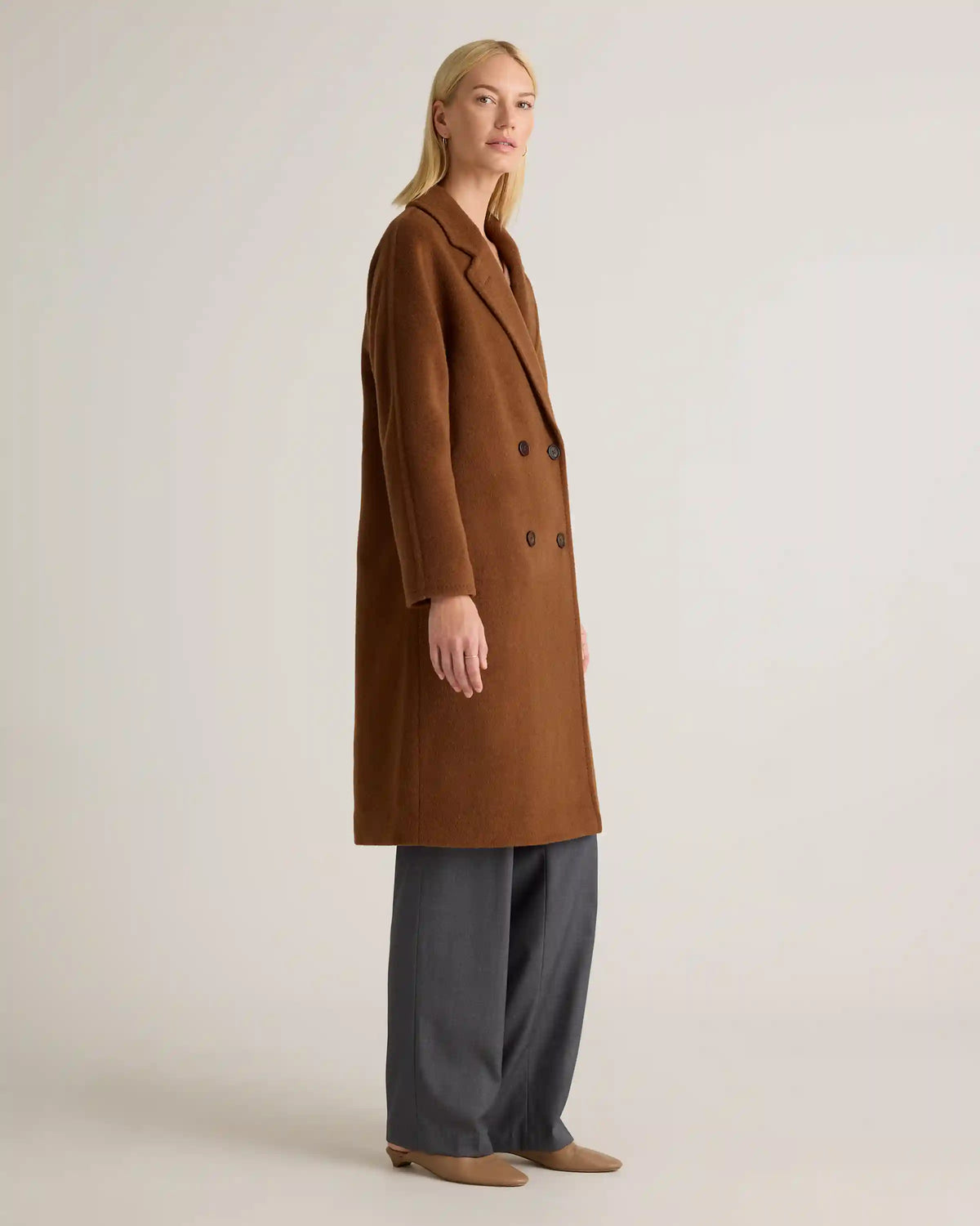 Camel Hair Double-Breasted Slouch Coat