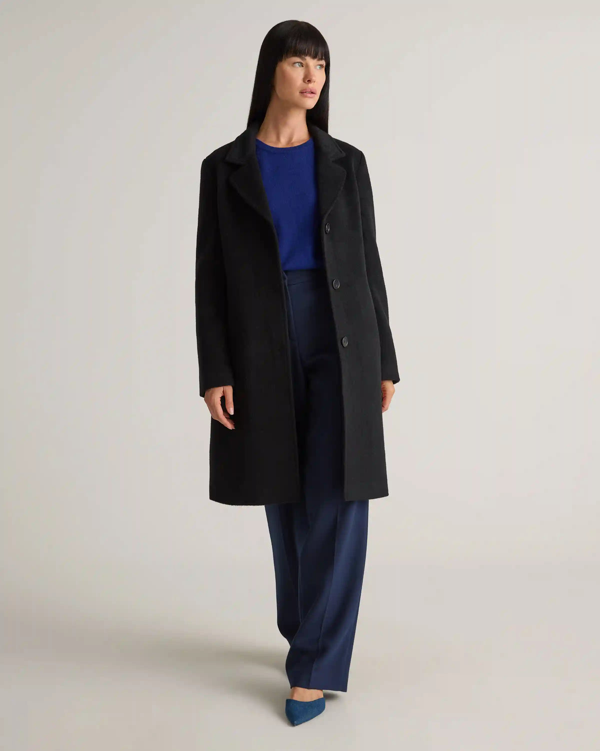 Camel Hair Single-Breasted Midi Coat