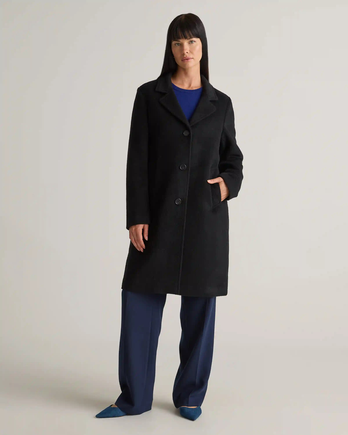 Camel Hair Single-Breasted Midi Coat