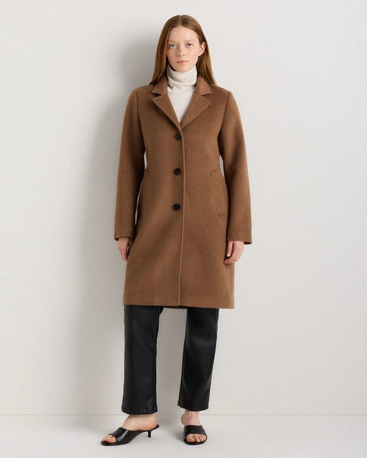 Camel Hair Single-Breasted Midi Coat