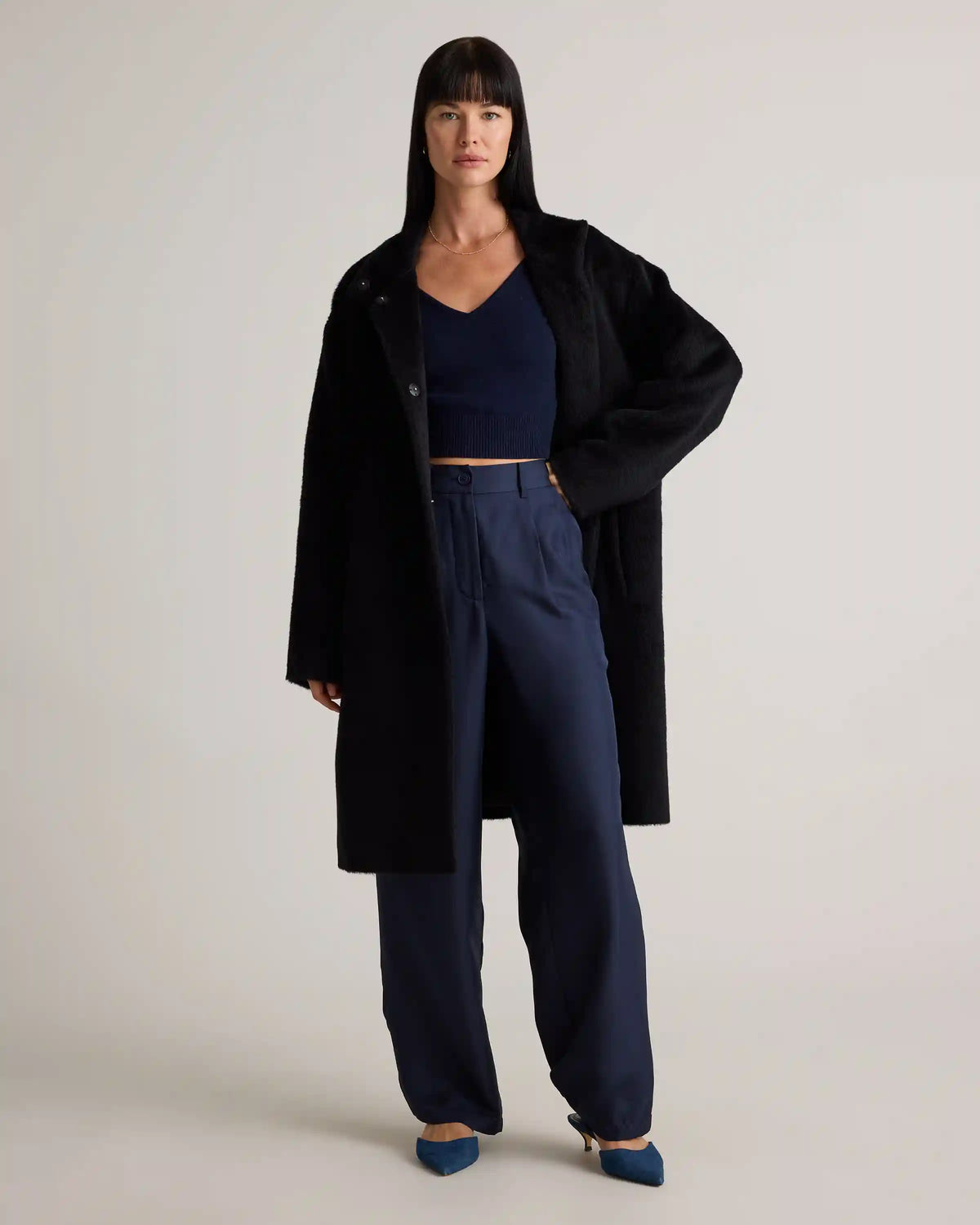 Alpaca-Wool Stand Collar Coat