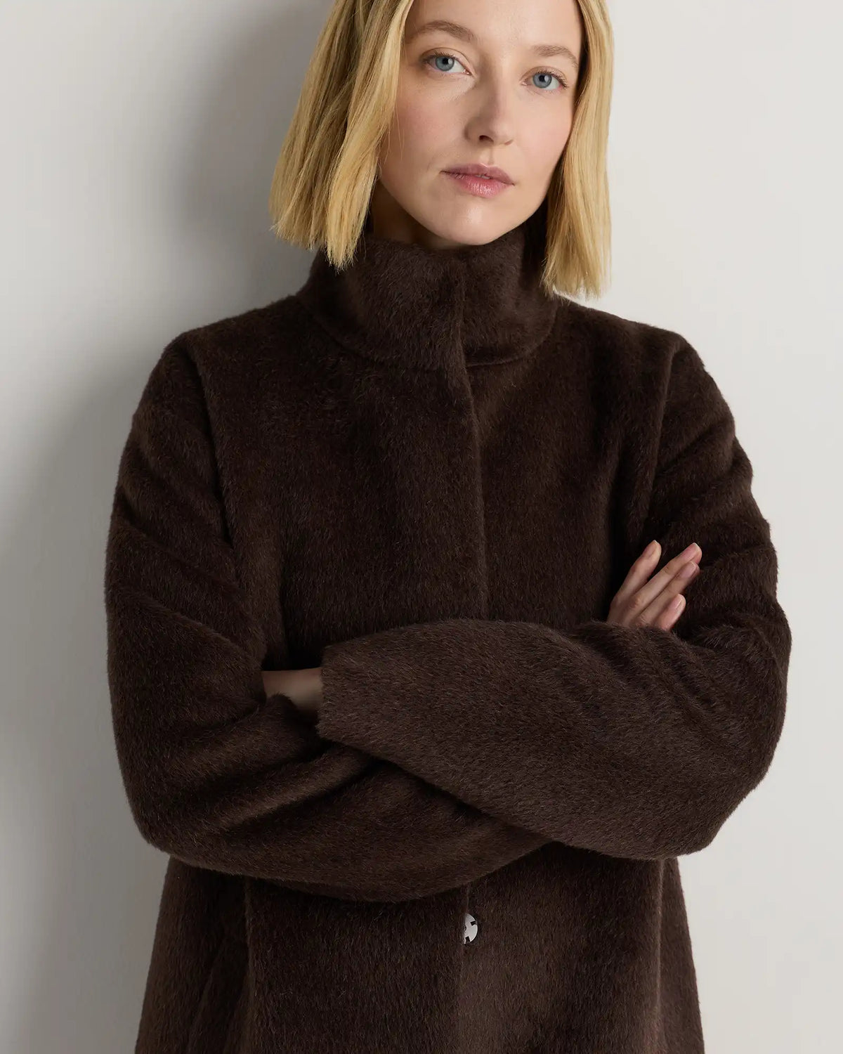 Alpaca-Wool Stand Collar Coat