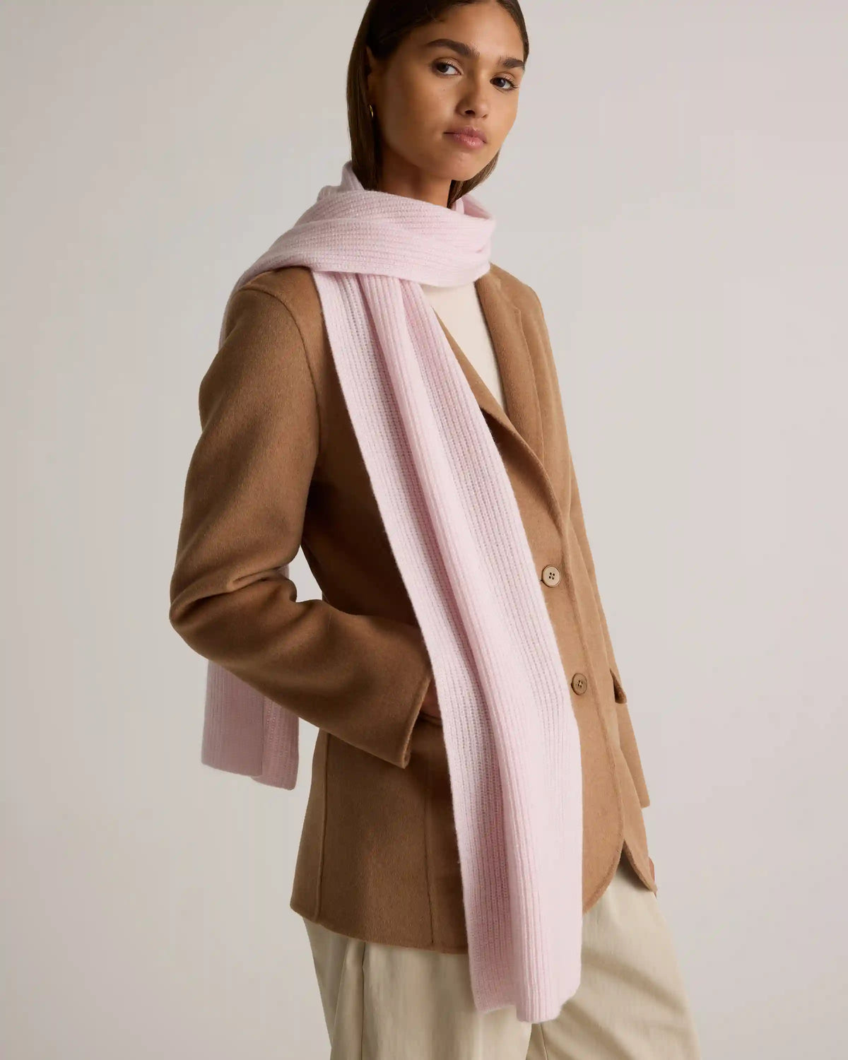 Mongolian Cashmere Ribbed Scarf