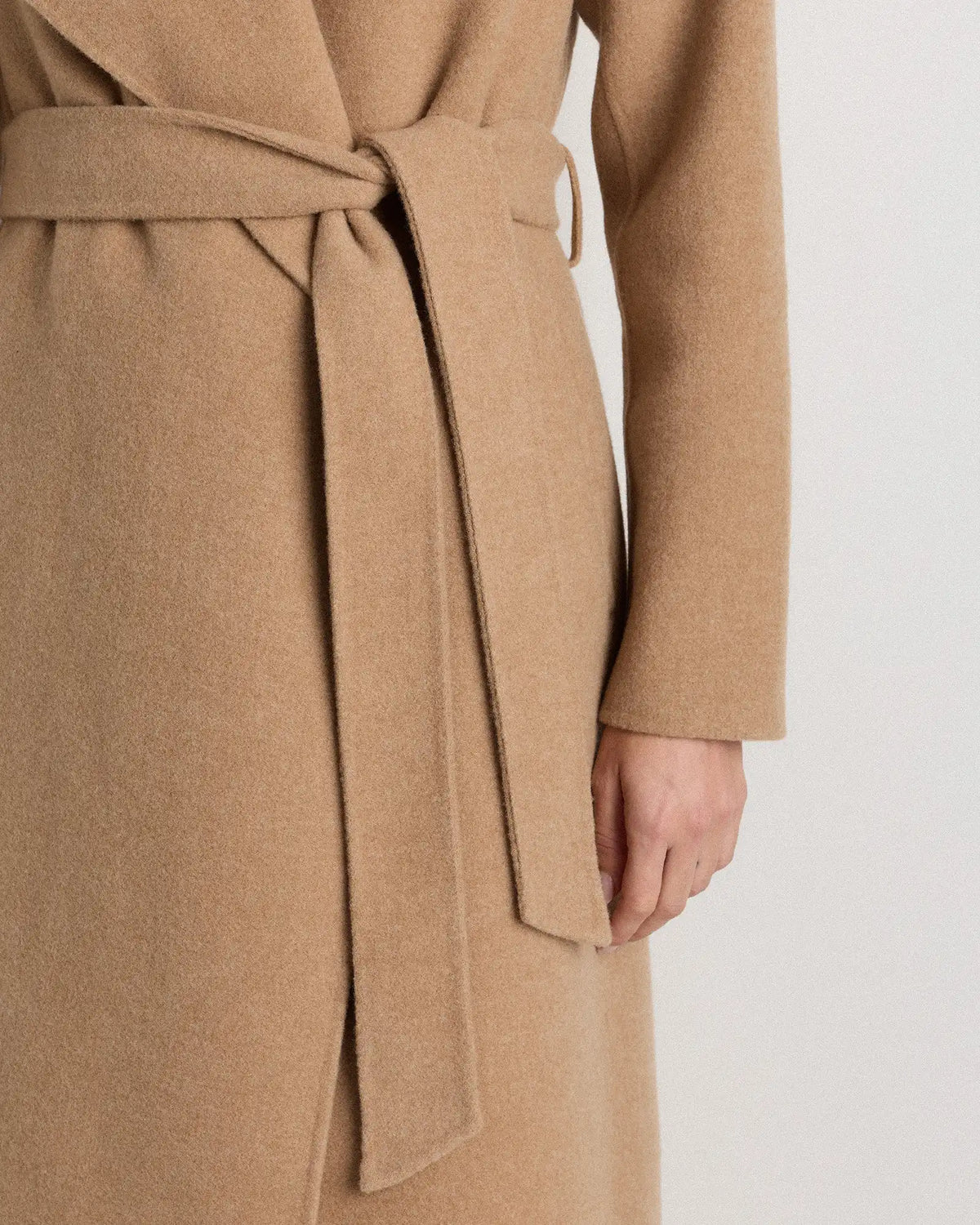 Double-Faced Merino Wool Draped Collar Wrap Coat