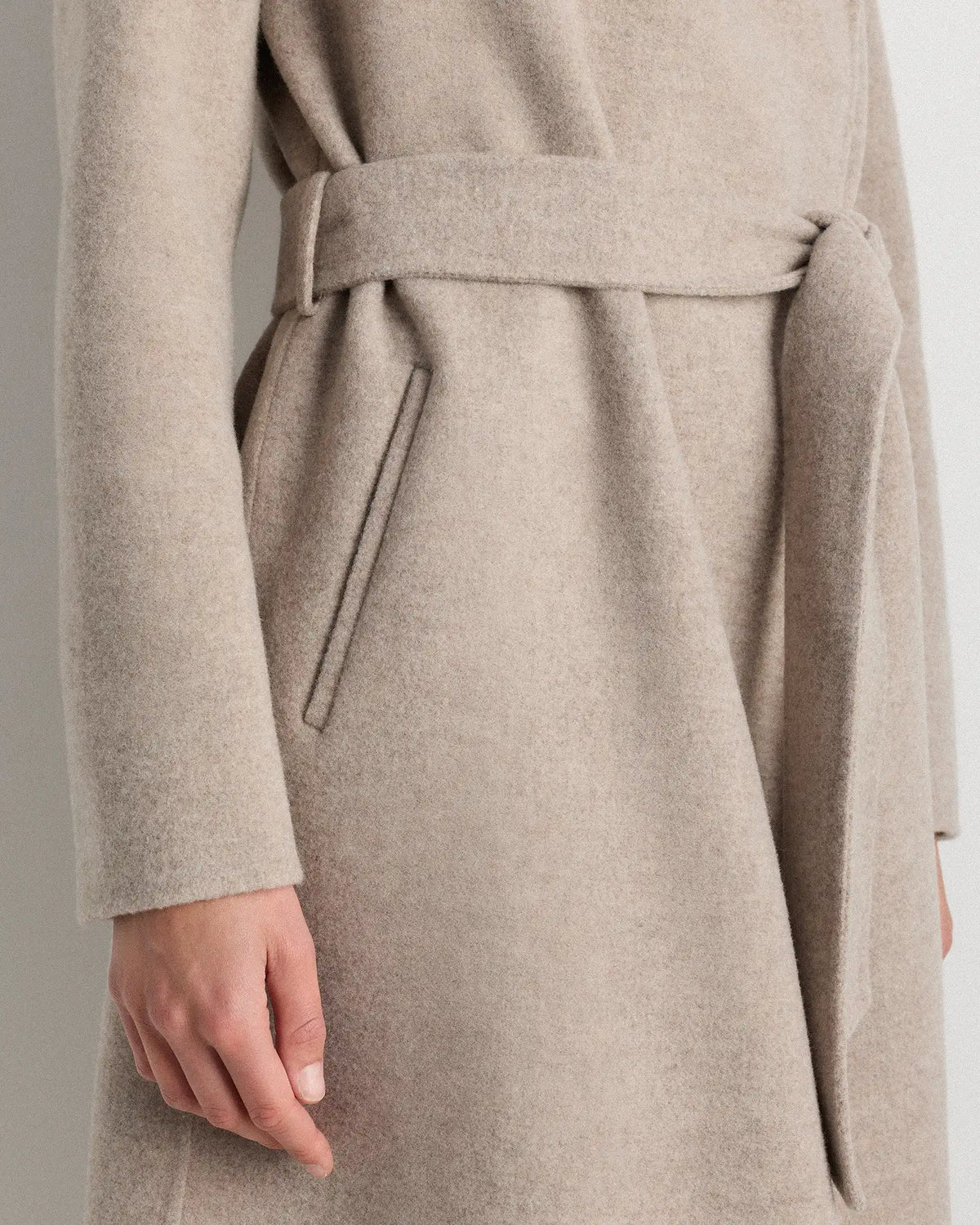 Double-Faced Merino Wool Draped Collar Wrap Coat