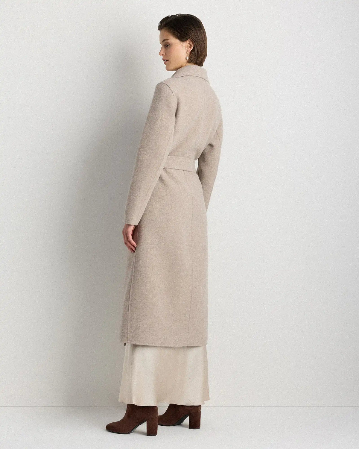 Double-Faced Merino Wool Draped Collar Wrap Coat