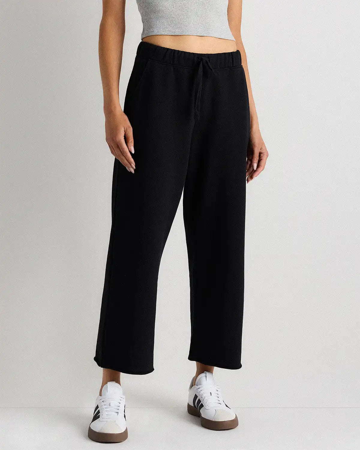 Organic French Terry Cropped Wide Leg Pants