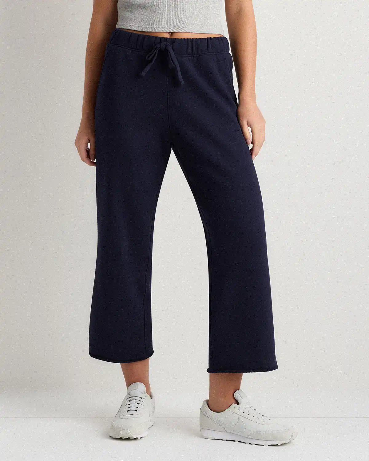 Organic French Terry Cropped Wide Leg Pants