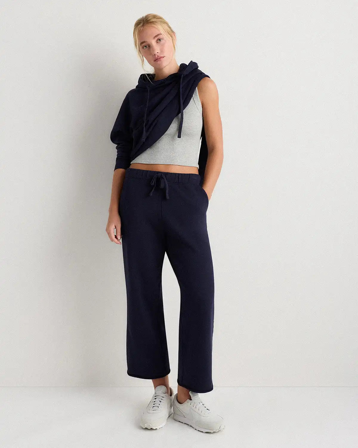 Organic French Terry Cropped Wide Leg Pants