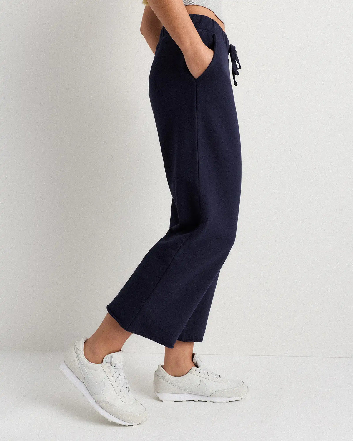 Organic French Terry Cropped Wide Leg Pants