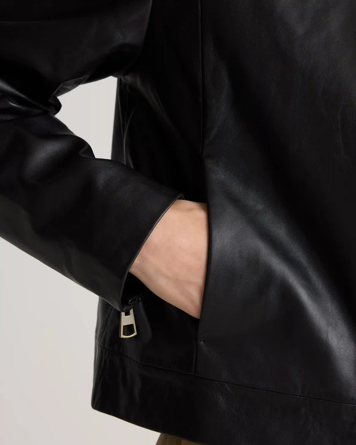 100% Leather Cropped Zip-Front Jacket