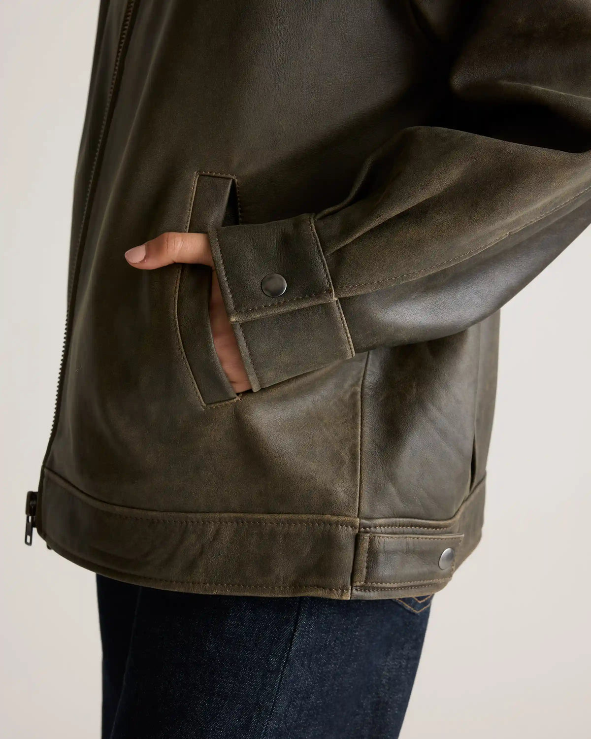 100% Leather Oversized Bomber Jacket