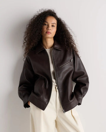 100% Leather Oversized Bomber Jacket