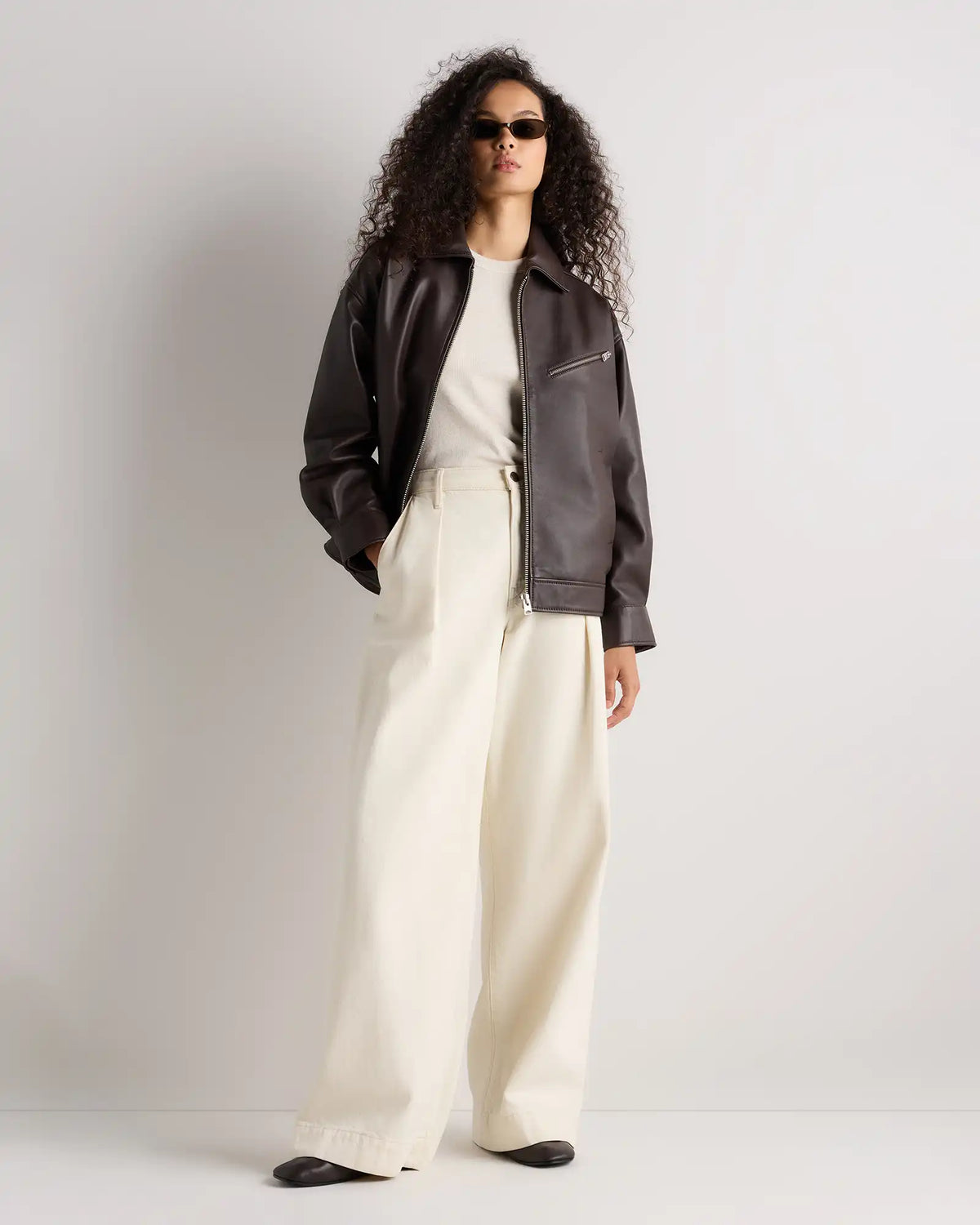 100% Leather Oversized Bomber Jacket
